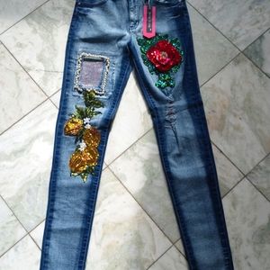 Embellished jeans, Size 4
